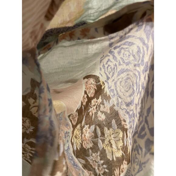 Vintage Womens Tunic Medium Petite Patchwork Floral Sheer Peasant Hippie Boho - Picture 3 of 7